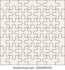 49 jigsaw puzzle linear template. Editable stroke vector.