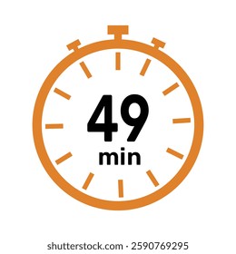 49 minute Timer, clock, icon vector stopwatch isolated icons. Countdown timer symbol.