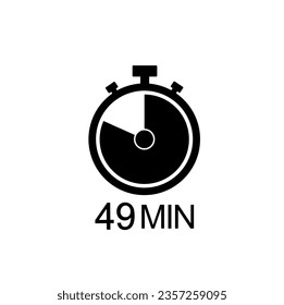 49 minute timer vector icon, 49 min stopwatch symbol.