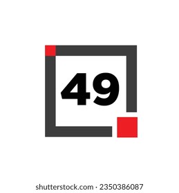 49 número con el icono de la caja. Monograma de tipografía.