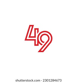 49 number forty nine geometric linear minimal logo design concept. Vector illustration