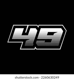 49 Number Speed Logo Design Template Inspiration, Vector Illustration For Sticker, Racing.