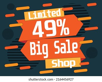 49% off banner. Big sale 49% discount for shop in web.