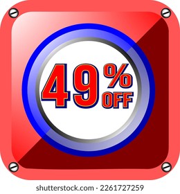 49% off. Banner for promotions and offers, poster vector illustration in blue, red and white, beautiful vector for commerce, economy and finance, illustrative frame. God is good!