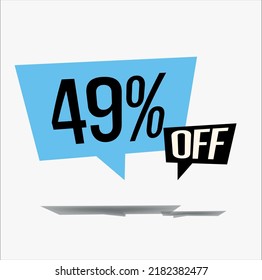 49% off discount sticker sale blue tag isolated vector illustration. discount offer price label, vector price discount symbol floating