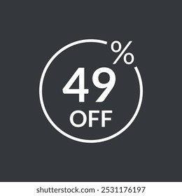 49% off. Forty nine percent off emblem icon. Discount flat modern icon. Vector illustration.