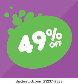 49% off per cent, percentage number in a colored circle, promotion, big sale, colorful background