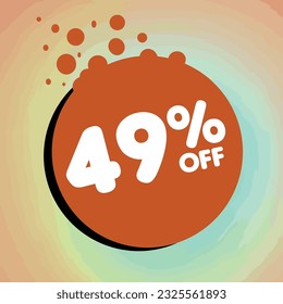 49% off per cent, percentage number in a colored circle, promotion, big sale, colorful background