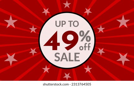 Up to 49% Off, red banner with discount for mega sales