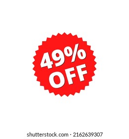 49% off with red sticker design. online discount template	