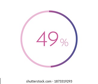 Símbolo de gráfico circular del 49%. 49% Iconos para negocios, finanzas, informes, descarga
