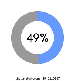 49 percent, circle percentage diagram on white background vector illustration.