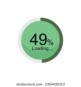 49 percent filled round loading. 49% loading or charging symbol. Progress, waiting, transfer, buffering or downloading icon. Infographic element for website or mobile app interface.