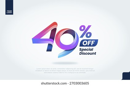 49 por ciento de descuento en el Vector de Anuncio con tipografía de degradado 3D moderno para la promoción de venta