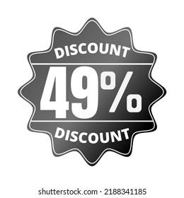 49% percent off, with black sticker design (Black Friday) and luminosity detail in the center, online discount, mega sale, vector illustration, 