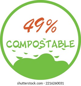 49% percentage compostable circular vector art illustration with simple and vivid expression in earth and natural colors