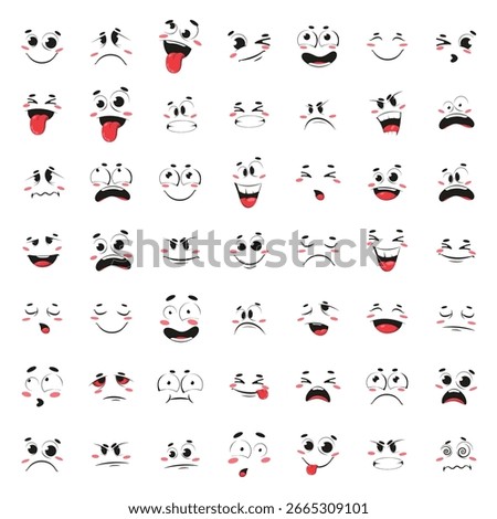 49 pieces of emoji - Big set of emoticon smile icons - Vector emoticon set - Cartoon emoji set