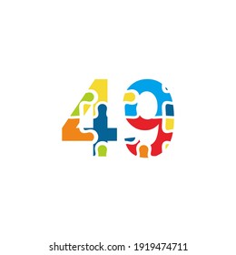 49 Ilustración del número del rompecabezas. Vector Eps10