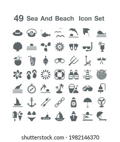 49 Sea and Beach icon set vector