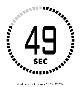 The 49 second countdown timer or digital counter timer clock vector icon. Stopwatch vector icon, digital timer.   For smartphone UI or UX countdown timer design.