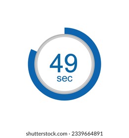 49 seconds timer clock. 49 sec stopwatch icon countdown time digital stop chronometer.
