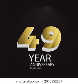 49 th anniversary event party. Vector illustration. numbers template for Celebrating.