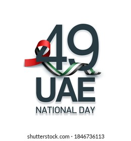 49 UAE National day banner with UAE flag. Holiday card for 2 december, 49 National day United Arab Emirates Spirit of the union. Design Anniversary Celebration Card for Dubai and Abu Dhabi