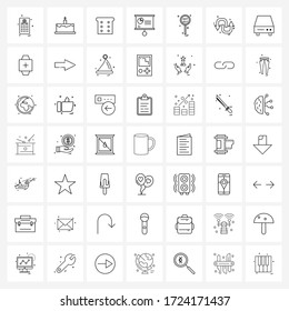 49 Universal Line Icons for Web and Mobile board; game; food; sports; presentation Vector Illustration