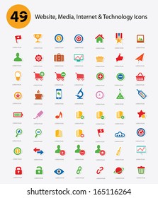 49 Website,Media,Internet & Technology icons,Colorful version,vector