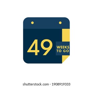 49 Weeks to go calendar icon on white background