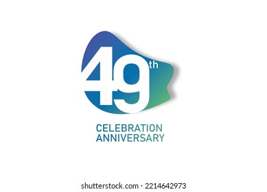 49 year anniversary celebration fun style logotype. anniversary white logo with green blue color isolated on red background, vector design for celebration, invitation and greeting card - Vector