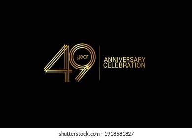 49 year anniversary celebration Gold Line. logotype isolated on Black background for celebration, invitation card, and greeting card-Vector