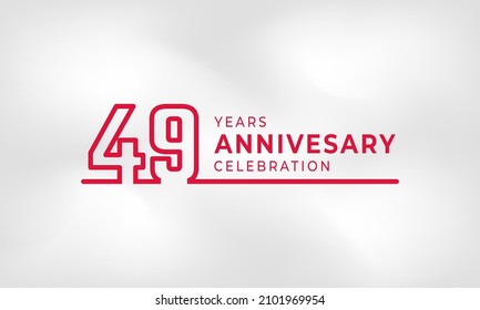 49 Year Anniversary Celebration Linked Logotype Outline Number Red Color for Celebration Event, Wedding, Greeting card, and Invitation Isolated on White Texture Background