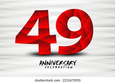 49 Year Anniversary Celebration Logo red polygon vector, 49 Number Design, 49th Birthday Logo, Logotype Number, Vector Anniversary For Celebration, Invitation Card, And Greeting Card 