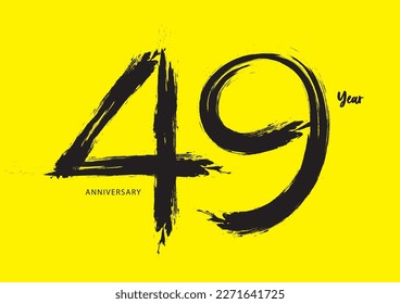 49 year anniversary celebration logotype on yellow background, 49 number design, 49th Birthday invitation, anniversary logo template, logo number design vector, calligraphy font, typography logo