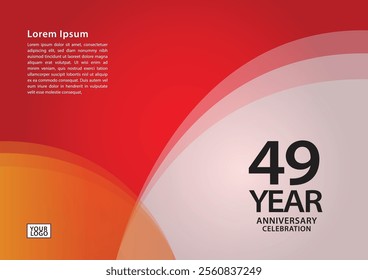 49 year anniversary celebration logotype on red background for poster, banner, leaflet, flyer, brochure, web, invitations or greeting card, 49 number design, 49th Birthday invitation, anniversary logo