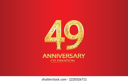 49-jährige Jubiläumsfeier Vector Design mit rotem Hintergrund und Glitter. Feierlichkeiten zum 49. Jahrestag. Gold Luxury Banner des 49. Jubiläums. Vektorgrafik