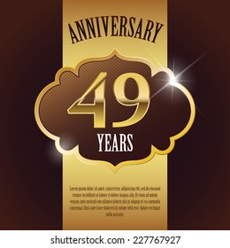 "49 Year Anniversary" - Elegant Golden Design Template / Background / Seal