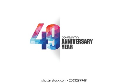 49 year anniversary full color polygon geometry style background for event, birthday, gift - vector