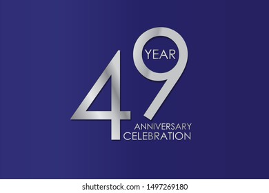 49 Year Anniversary Silver Color on Blue Background, For Invitation, banner, ads, greeting card - Vector