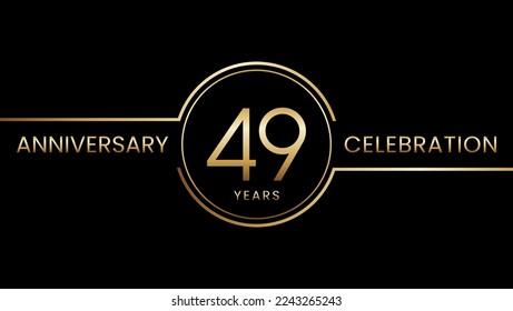 49 year anniversary. Anniversary template design with golden ring. Logo Vector Illustration