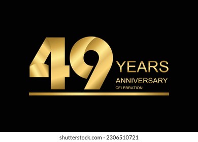 49 year anniversary vector banner template. gold icon isolated on black background.