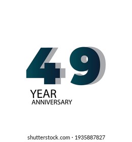 49 Year Anniversary Vector Template Design Illustration Blue Elegant White Background