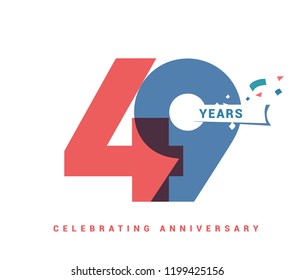 49 years anniversary celebration colorful logo with fireworks on white background. 49th anniversary logotype template design for banner, poster, card vector illustrator