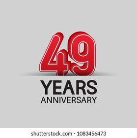 49 years anniversary celebration company design red big number isolated on white background 