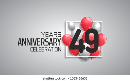 49 years anniversary celebration for company with balloons in square isolated on white background 