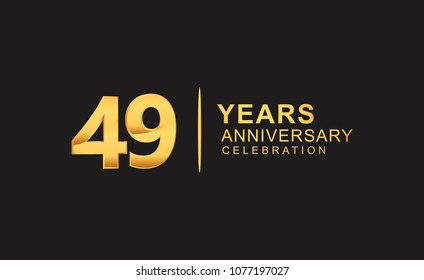 49 years anniversary celebration design with golden color isolated on black background for celebration event