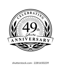 49 years anniversary celebration design template. 49th logo vector illustration.