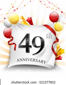 49 Years Anniversary Celebration Design on cloth, with star and balloons, Colorful Vector template elements for your birthday party.