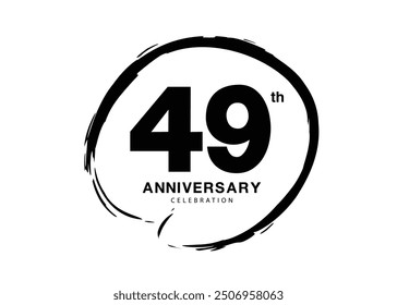 49 Years Anniversary Celebration logo black paintbrush vector, 49 number logo design, 49th Birthday Logo, happy Anniversary, Vector Anniversary For Celebration, poster, Invitation Card, black color